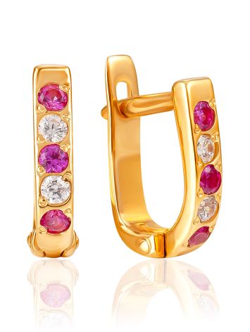 Chic Two Tone Crystal Earrings, image 