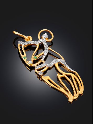 Cute Crystal Studded Cat Pendant, image , picture 2