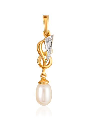 Refined Pearl Pendant With Dazzling Crystals, image 