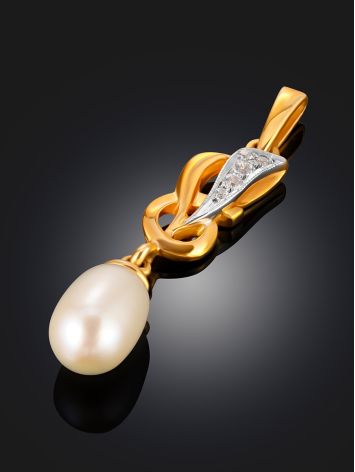 Refined Pearl Pendant With Dazzling Crystals, image , picture 2