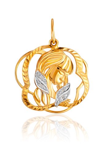 Sculptural Virgo Sign Pendant With Crystals, image 