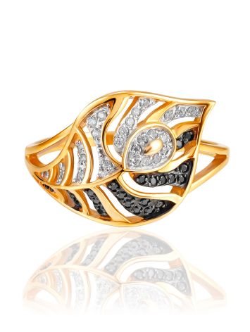 Two Tone Crystal Leaf Ring, Ring Size: 10 / 20, image , picture 3