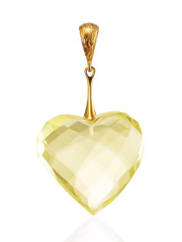 Luminous Faceted Amber Heart Pendant, image 