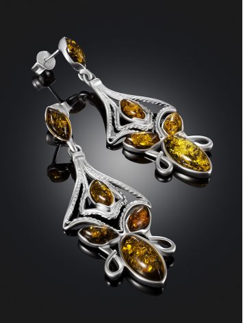 Openwork Earrings With Amber, image , picture 2