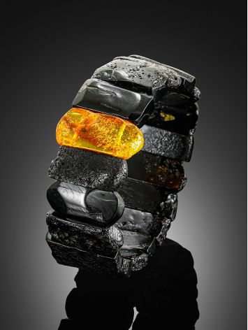 Stunning Dark Amber Cuff Bracelet With Insect Insertion, image , picture 2