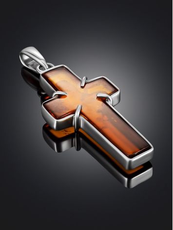 Bold Elongated Amber Cross Pendant, image , picture 2