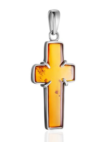 Bold Elongated Amber Cross Pendant, image , picture 3