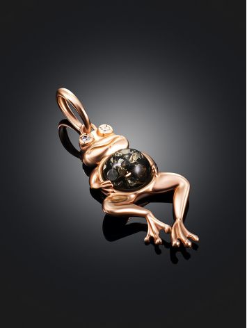 Gilded Frog Pendant With Amber And Crystals, image , picture 2