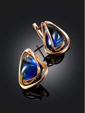 Bright Blue Amber Earrings, image , picture 2