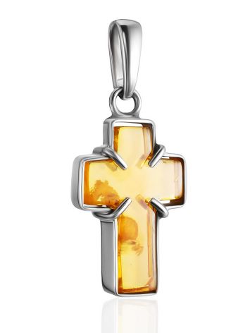 Lemon Colored Amber Cross Pendant, image , picture 3