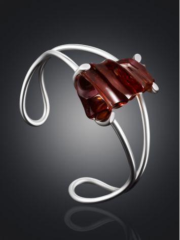Designer Cuff Bracelet With Dark Amber, image , picture 2