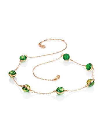 Feminine Chain Necklace With Amber Balls, image , picture 4
