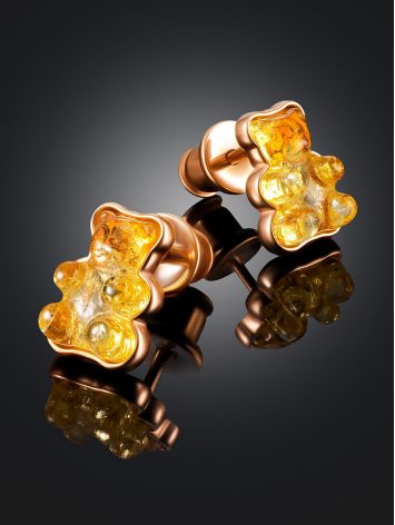 Cute Amber Gummy Bear Earrings, image , picture 2