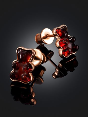 Amber Gummy Bear Stud Earrings, image , picture 2