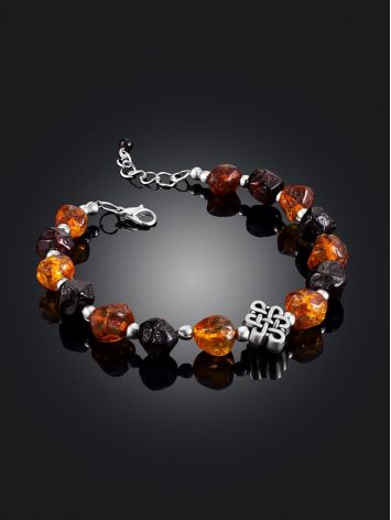 Mix Tone Amber Beaded Bracelet With Eternity Knot, image , picture 2