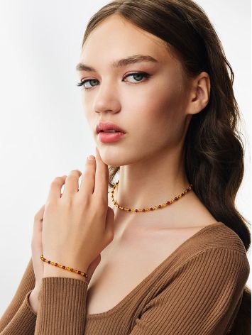 Colorful Amber Bracelet With Glass Beads, image , picture 3