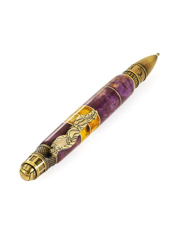 Designer Amber Wooden Ball Pen, image , picture 4