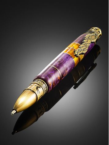 Designer Amber Wooden Ball Pen, image , picture 2