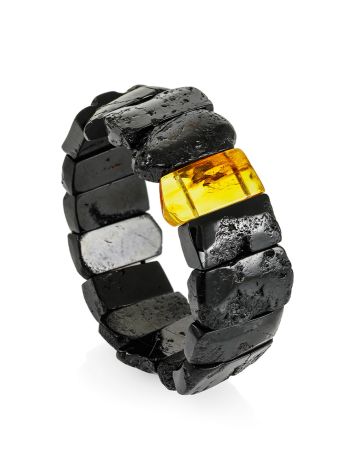 Bold Black Amber Bracelet With Insect, image , picture 3