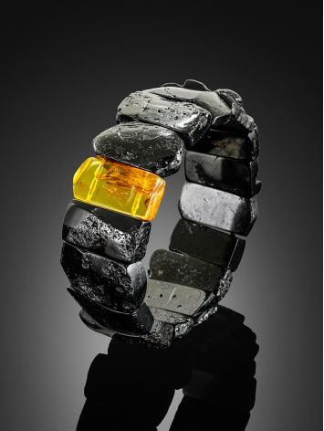 Bold Black Amber Bracelet With Insect, image , picture 2