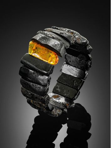 Exclusive Dark Amber Bracelet With Insect Insertion, image , picture 2