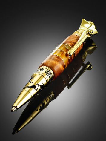 Bold Wooden Pen With Natural Amber, image , picture 2
