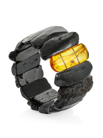 Dark Amber Cuff Bracelet With Insect, image , picture 3