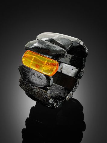 Dark Amber Cuff Bracelet With Insect, image , picture 2