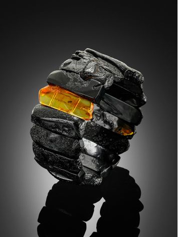 Bold Amber Cuff Bracelet With Insect, image , picture 2
