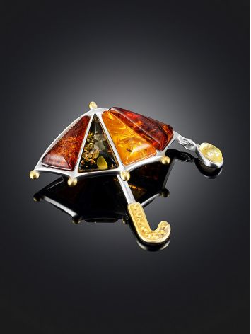 Playful Umbrella Brooch With Amber, image , picture 2