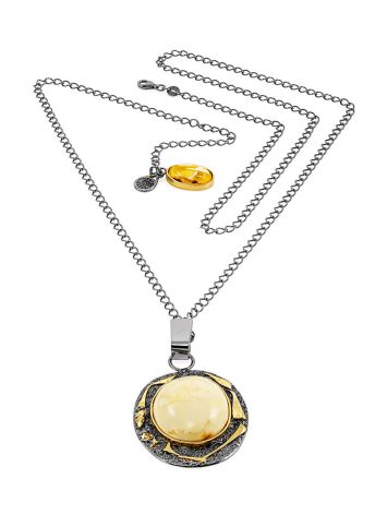 Handcrafted Chain Necklace With Bold Amber Pendant, image , picture 4