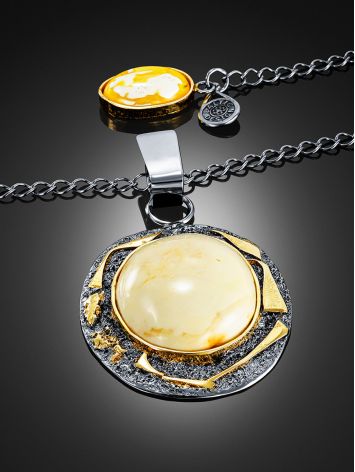 Handcrafted Chain Necklace With Bold Amber Pendant, image , picture 2