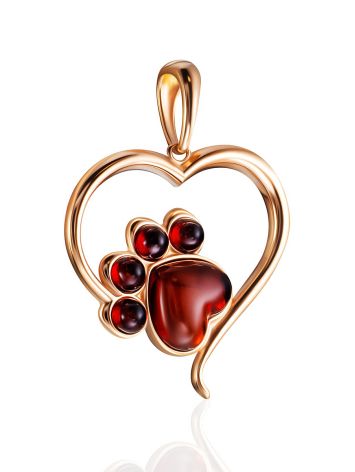 Heart Motif Pendant With Amber Paw, image , picture 3