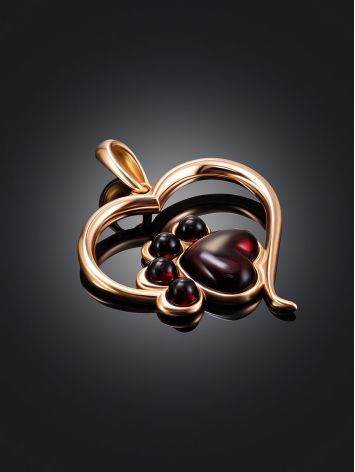 Heart Motif Pendant With Amber Paw, image , picture 2