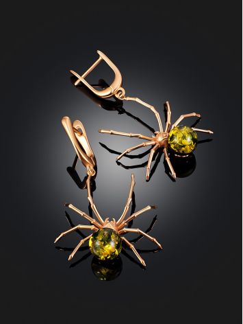 Chic Spider Design Earrings With Amber, image , picture 2