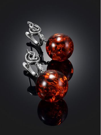 Designer Snake Motif Earrings With Amber, image , picture 2