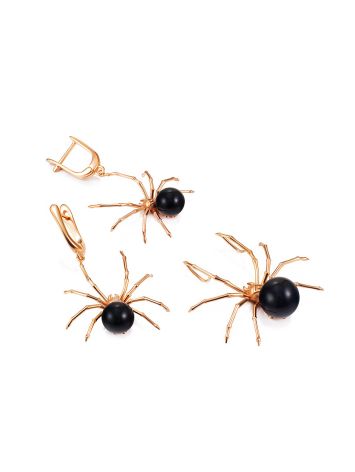 Bold Amber Spider Design Earrings, image , picture 4
