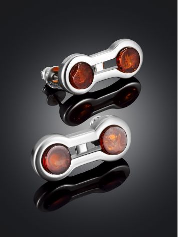 Stylish Geometric Design Earrings With Amber, image , picture 2