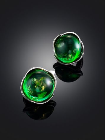 Luminous Green Amber Earrings, image , picture 2