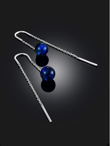 Chic Chain Earrings With Blue Amber, image , picture 2