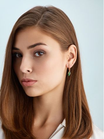 Exquisite Green Amber Earrings, image , picture 3