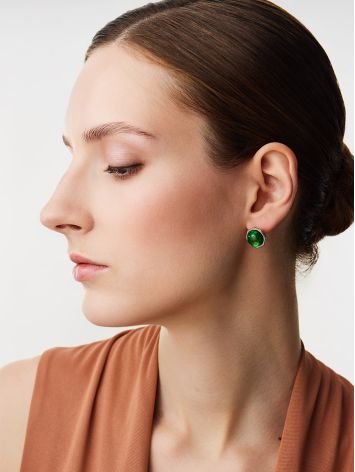 Elegant Green Amber Earrings, image , picture 3