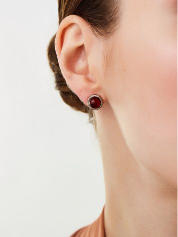 Dark Amber Stud Earrings, image , picture 3