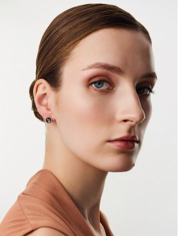 Gilded Earrings With Blue Amber, image , picture 3