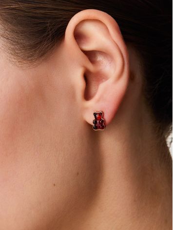 Amber Gummy Bear Stud Earrings, image , picture 3