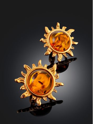 Sun Earrings With Amber Centerstones, image , picture 2