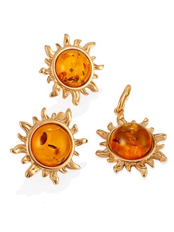 Sun Earrings With Amber Centerstones, image , picture 4