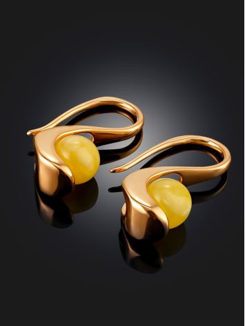Sleek Earrings With Natural Amber, image , picture 2