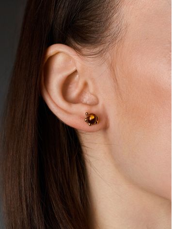 Luminous Amber Stud Earrings, image , picture 3