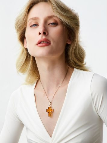 Lemon Colored Amber Cross Pendant, image , picture 4